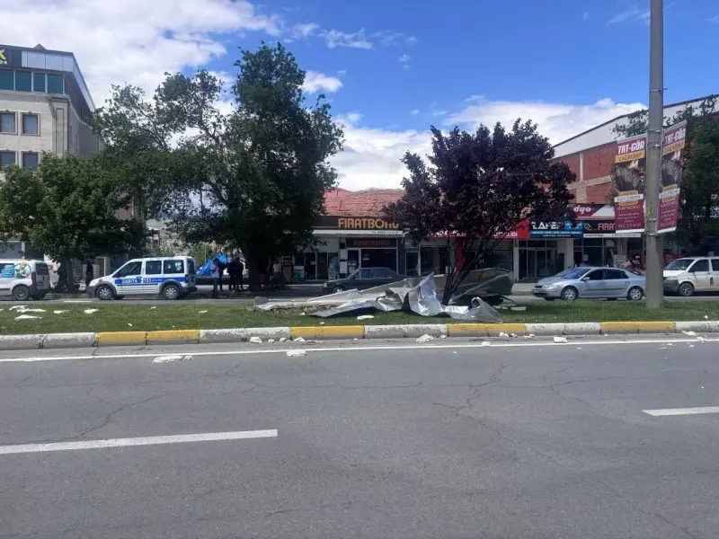 Erzincan’da şiddetli rüzgardan ağaçlar devrildi, çatılar uçtu