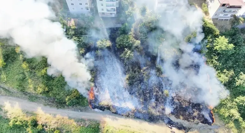 Samsun’da korkutan anız yangını