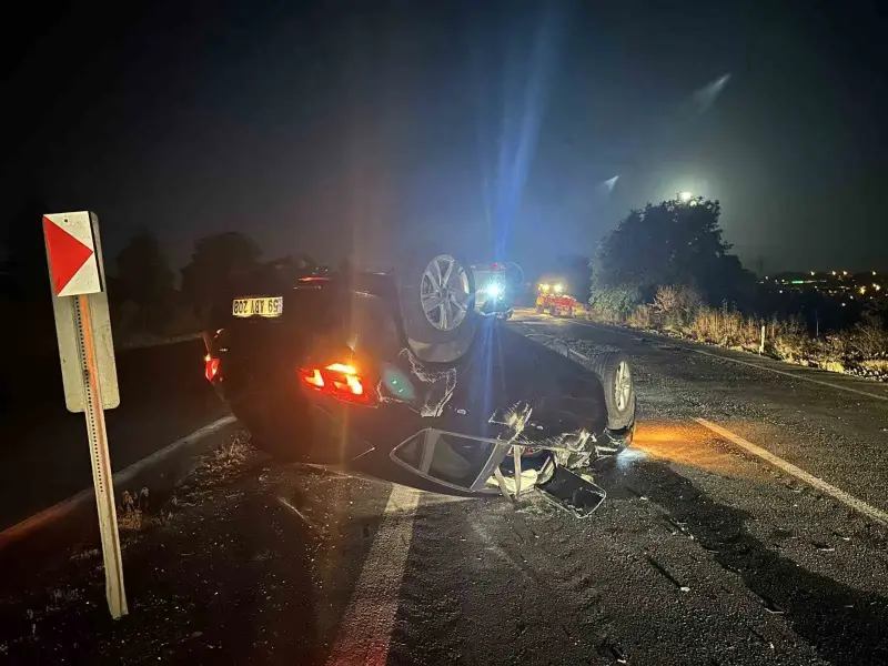 Römorka çarpan otomobil takla attı: 1 yaralı
