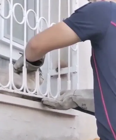 Patisi pencere demirine sıkışan kediyi itfaiye kurtardı