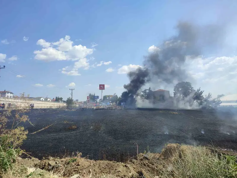 Keşan’da buğday tarlasında çıkan yangın akaryakıt istasyonuna sıçramadan söndürüldü
