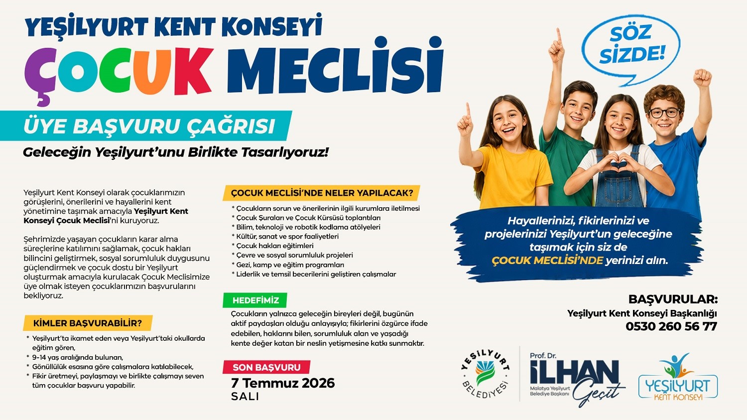 Yeşilyurt Kent Konseyi’nde çocuk meclisi kuruluyor