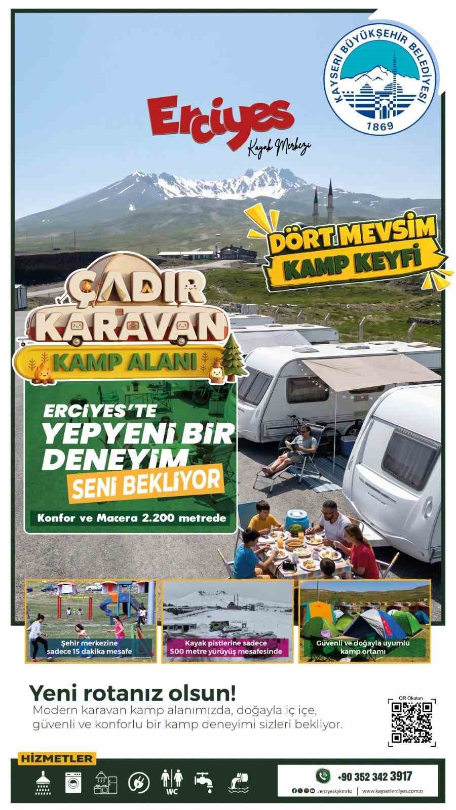 Erciyes Çadır Karavan Kamp Alanı misafirlerini bekliyor