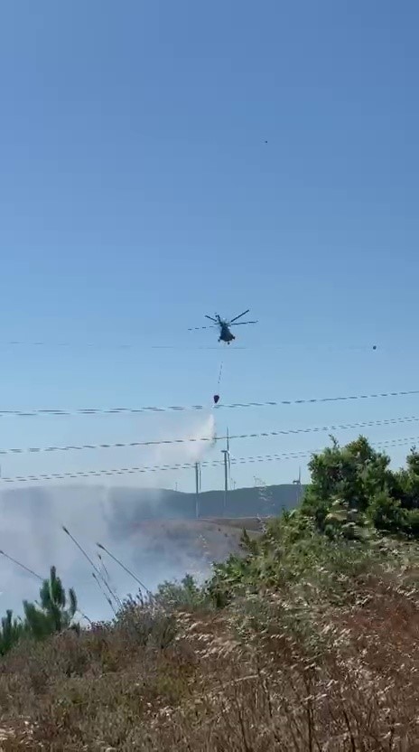Karacabey’de engebeli arazide yangın
