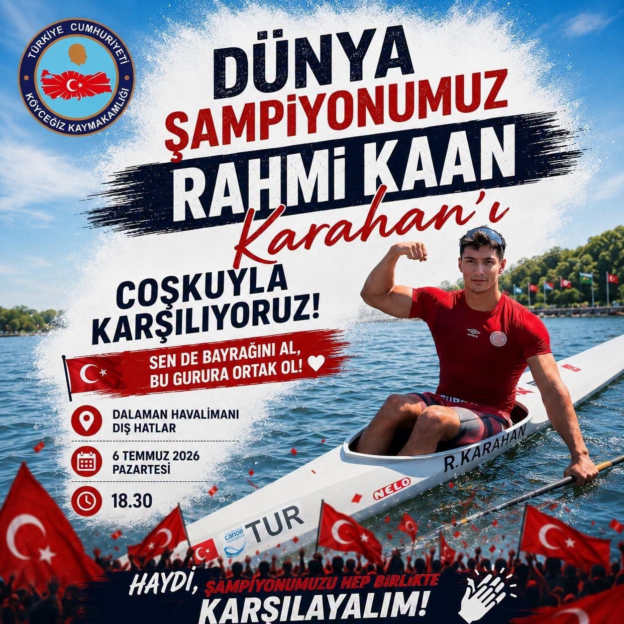 Köyceğizli Kanoda Dünya Şampiyonu Karahan, törenle karşılanacak