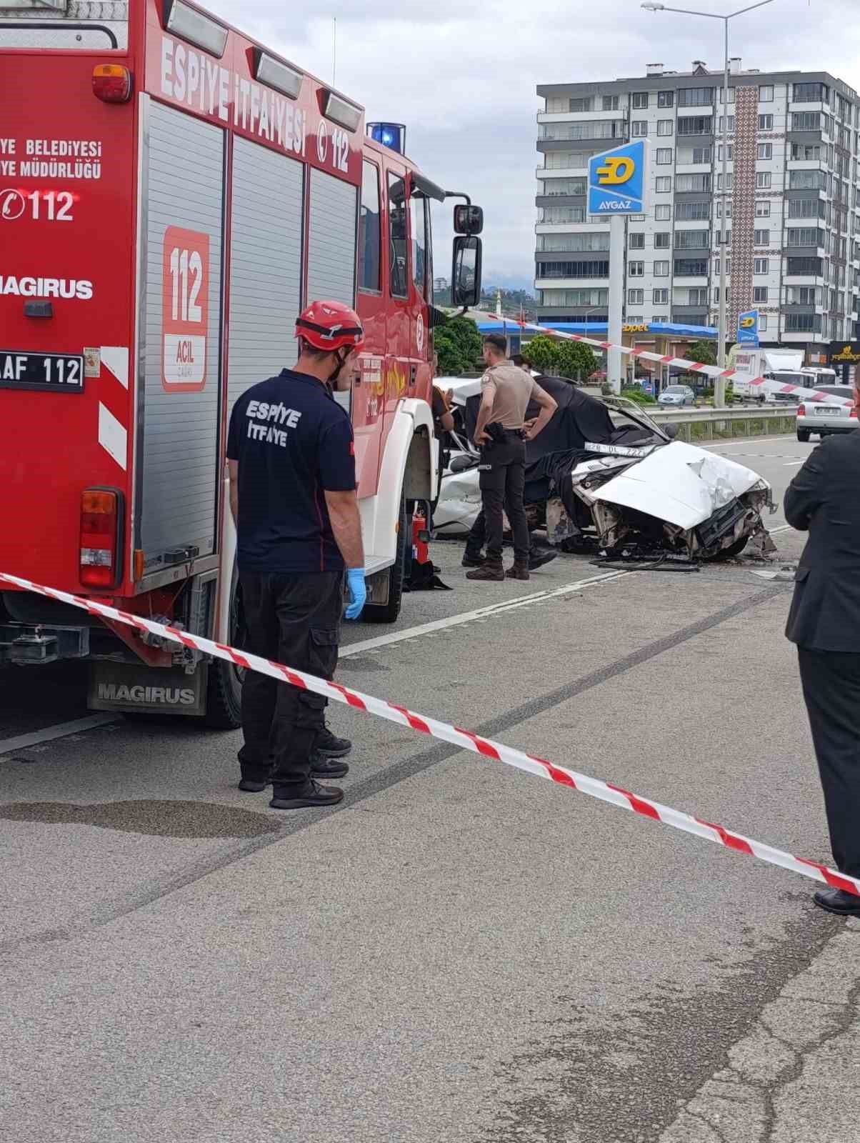 Giresun’da trafik kazası: 1 ölü, 1 yaralı