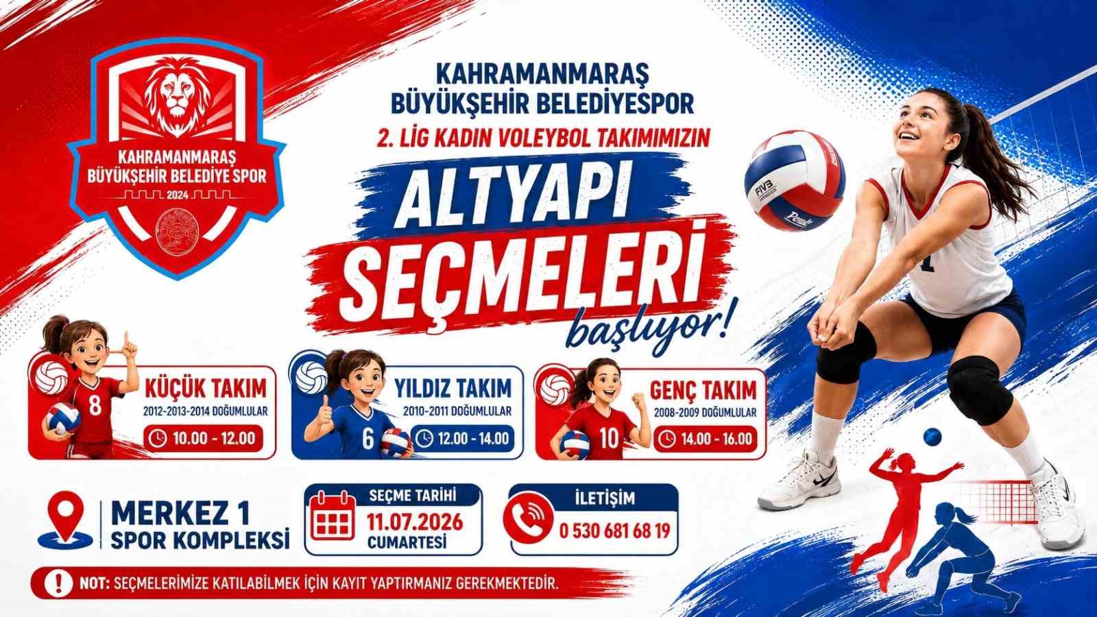 Kahramanmaraş Büyükşehir Belediyespor Kadın Voleybol Takımı altyapı seçmeleri başlıyor