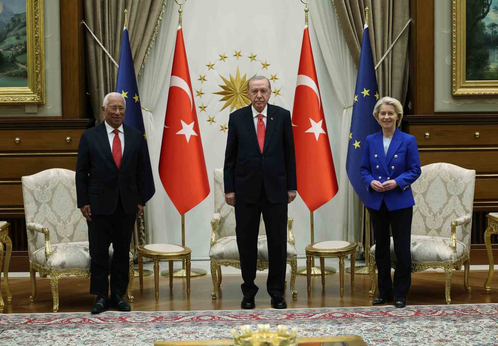 Cumhurbaşkanı Erdoğan, AB Komisyonu Başkanı Leyen ve AB Konseyi Başkanı Costa’yı kabul etti