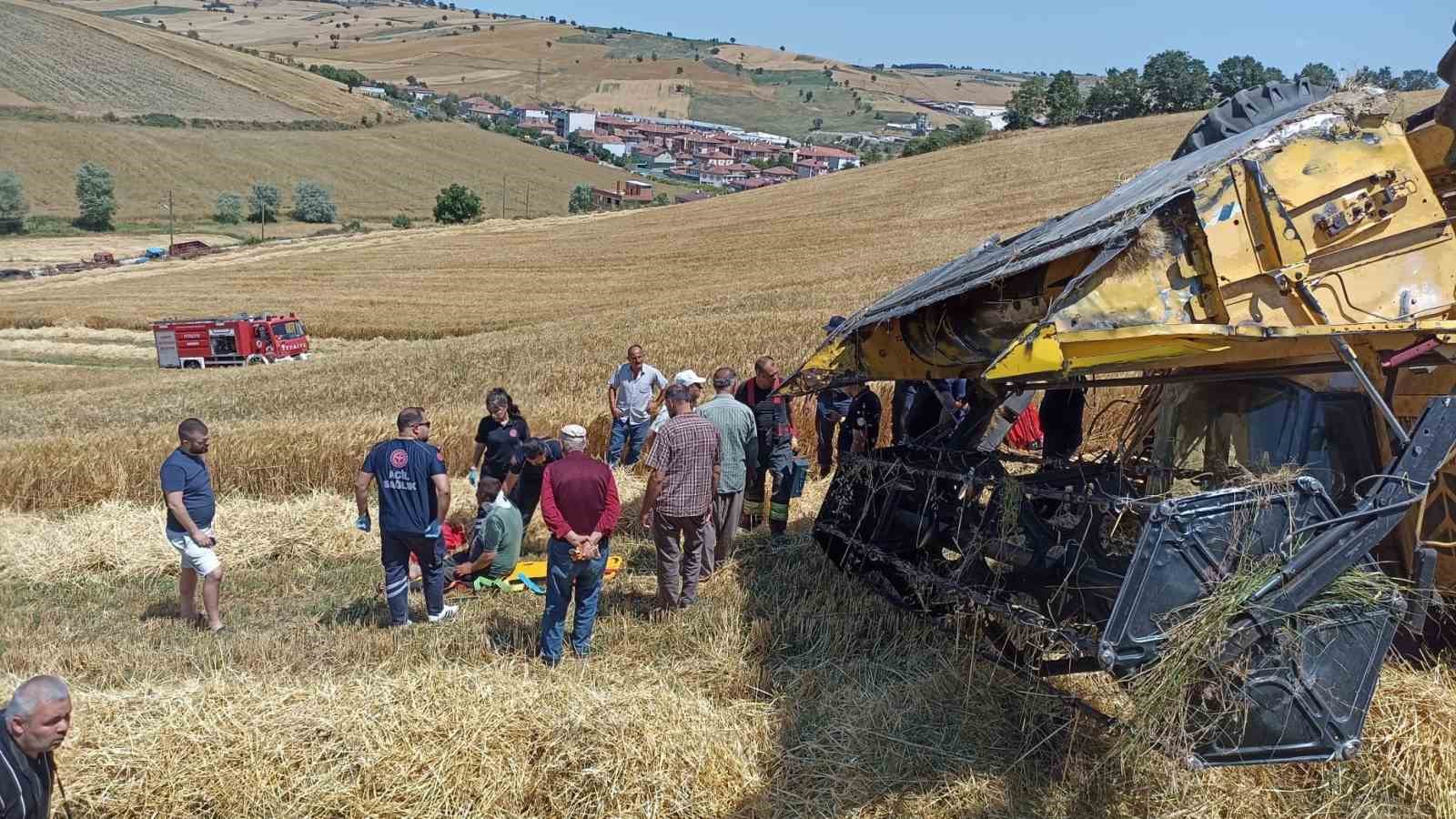 Samsun’da biçerdöver devrildi: 1 yaralı