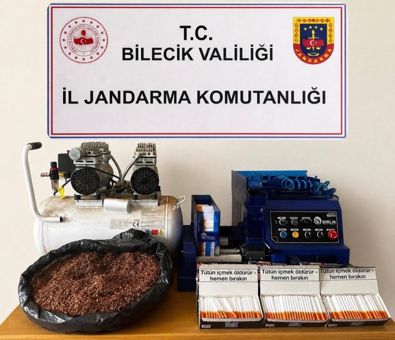 Bilecik’te 5 ayrı adreste yapılan baskında 3 bin 200 kaçak makaron ele geçirildi