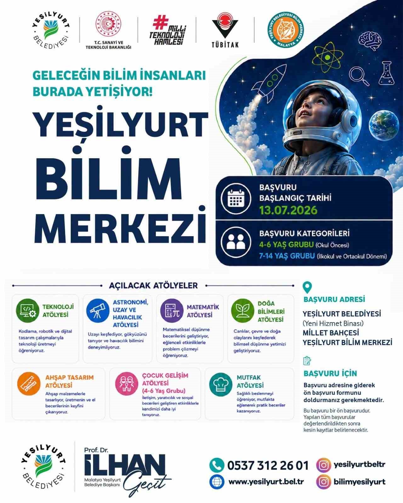 Yeşilyurt Bilim Merkezi başvuruları 13 Temmuz’da başlıyor