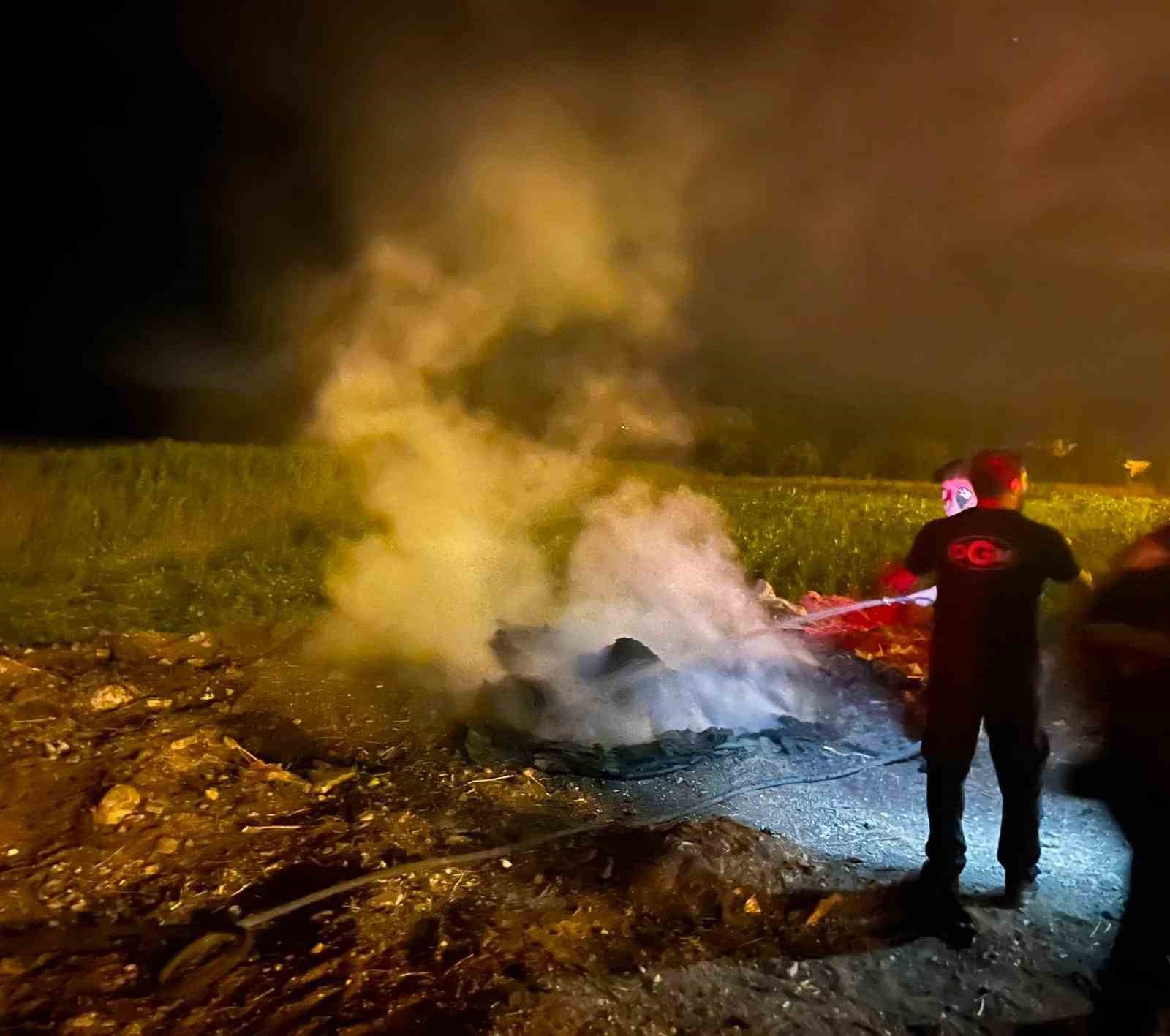 Bilecik’te yol kenarındaki çöp birikintisi alev aldı
