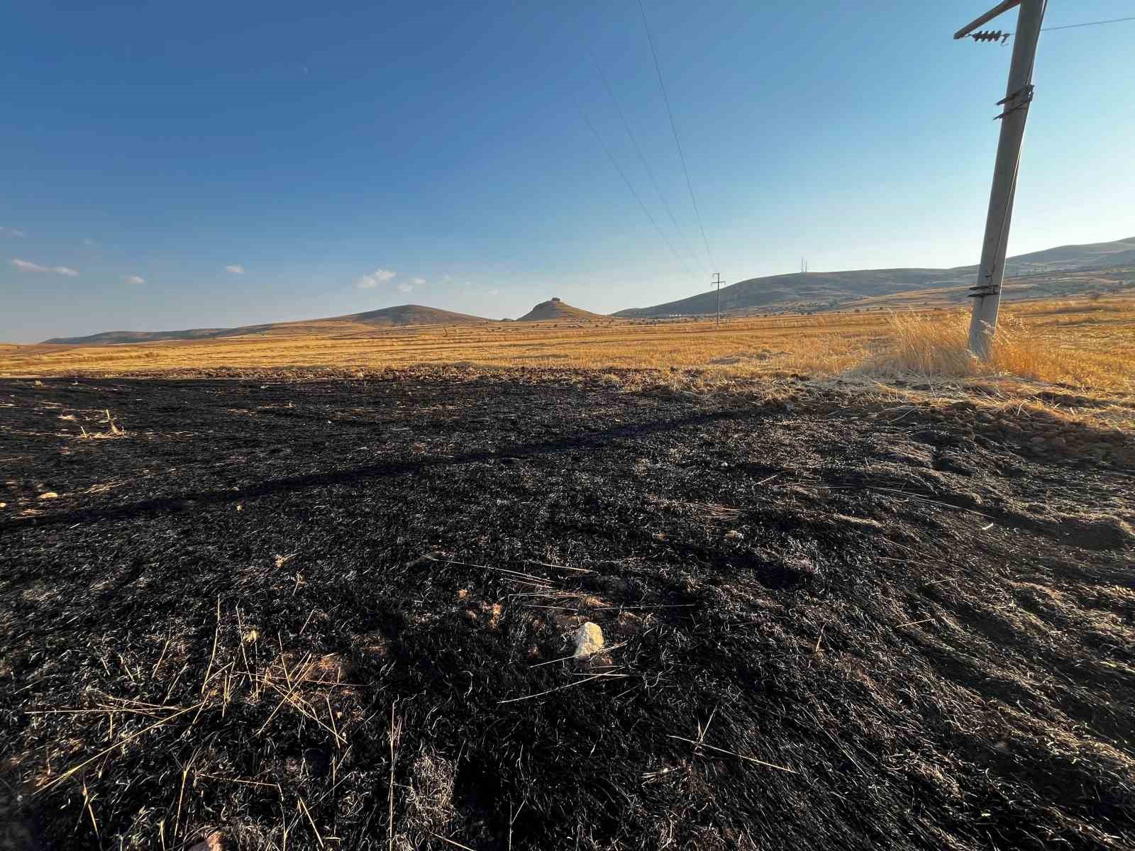 Elektrik tellerinden çıkan anız yangını mahalleli tarafından söndürüldü