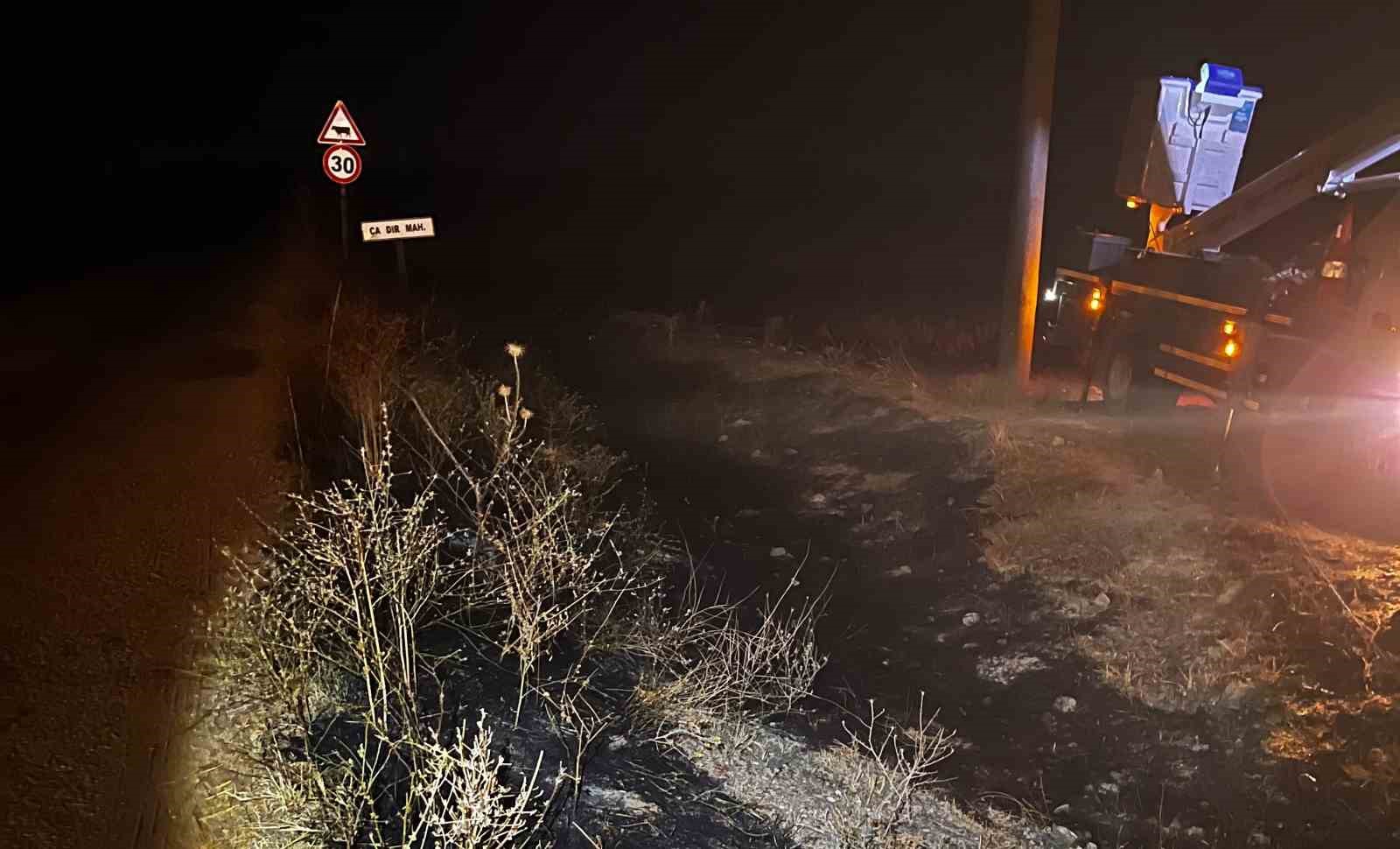 Sivrihisar’da elektrik tellerine çarpan kuş sonrası çıkan yangın söndürüldü