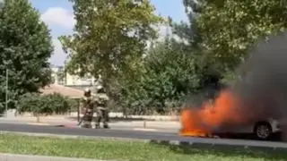 Diyarbakır’da park halindeki otomobil alevlere teslim oldu