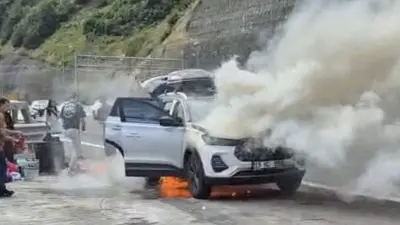 Cip Bolu Dağı Tüneli girişinde alev topuna döndü
