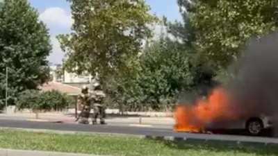 Diyarbakır’da park halindeki otomobil alevlere teslim oldu