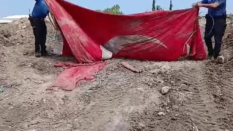 Moloz yığınları arasındaki Türk bayrağını öpüp, başına koyan polis takdir topladı