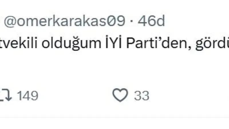 İYİ Parti Aydın Milletvekili Karakaş partisinden istifa etti