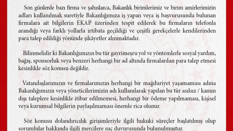 MEB: "Bakanlığımızın sosyal yardım veya bağış adı altında firmalardan para talep etmesi söz konusu değildir"