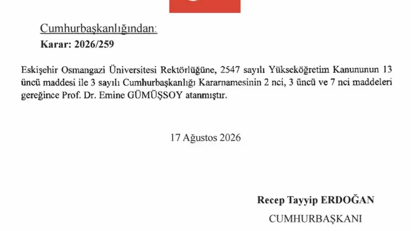 Eskişehir Osmangazi Üniversitesi’ne (ESOGÜ) yeni rektör atandı