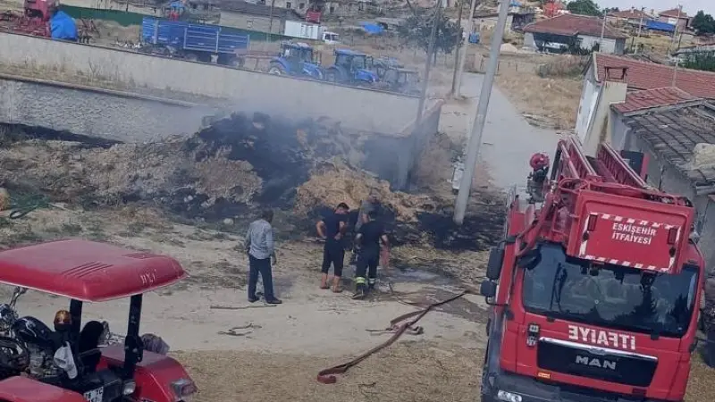 Eskişehir’de saman balyaları yandı
